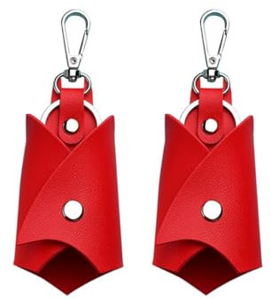 JNNJ 2 Pièces étuis Clés Voiture Créatif, Porte-Clés Voiture En Forme Chauve-Souris, étuis De Clés Chauve-Souris En Cuir PU, étui Personnalisé Pour Tous Types Clés De Voiture Moto(Rouge)