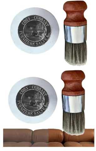AALLYN [2-Set Furniture Salve für Leder | 200g Leder Reparatur Set für Möbel | Natürlichen Inhaltsstoffen Lederpflege Politur Creme mit Pinsel | Lederreiniger und Pflegemittel für Autositze, Möbel