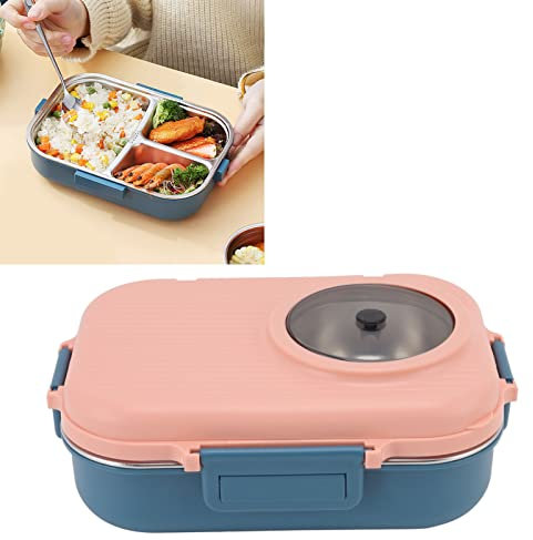 BAFOVY Thermal Lunch Double Layer 3 Grid Design Stainless Steel with 1100Ml, Insulad, Insulad Luh with 1100Ml, for Adults, Kids, Soup Bowl, for Family Meals ()