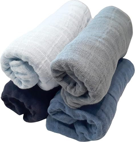 Pippi Mulltücher 4er Pack Spucktücher Biobaumwolle Organic (Blue Ocean)