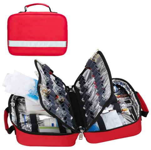 Erste-Hilfe-Set, leere Notfall-Kits, wasserdicht, Brandschutz, verschleißfest, Erste-Hilfe-Tasche, Isolierung, reflektierender Streifen für Reisen, Zuhause, Auto, Wandern, Arbeitsplatz und Outdoor, 18