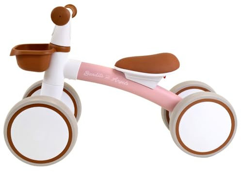 Bandits & Angels Laufrad First Rider Pink ab 1 Jahr für Jungen und Mädchen – Metall – Rosa Laufrad – Kompakt und sicher für drinnen und draußen