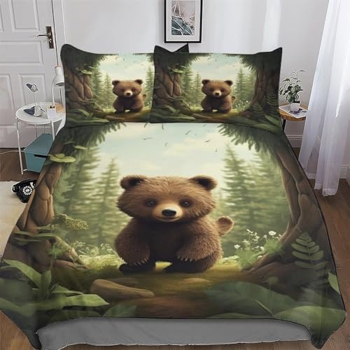 AAPZY Animal Bär Bettwäsche Weich 2teilig Bettbezüge Atmungsaktiv, Bügelfrei, Bettbezug Set Mit Kissenbezug Mikrofaser Angenehme Bettdeckenbezug Für Jungen Mädchen Single (135x200cm)