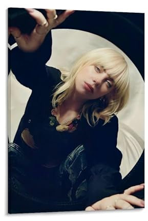 BIANRUN Billie Eilish Leinwanddruck, Foto auf Leinwand, Rapper, Wanddekoration, Vintage, abstrakt, Hip-Hop-Rapper, Wandbilder, Premium-Bilder, Wandkunst für Schlafzimmer, 60 x 90 cm, Rahmenstil-41