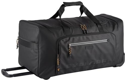 camel active Explore Herren Reisetasche mit Rollen Weekender Groß Schwarz