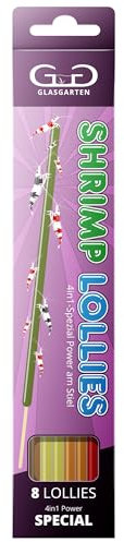 GlasGarten Shrimp Lollies 4in1 Spezial Power | 8 STK. / 20 cm – Futtersticks für Ziergarnelen, mit 4 verschiedenen Geschmacksrichtungen, hochwertige Futterpaste am Stil