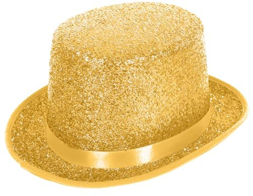powerking Top Hüte für Männer Frauen Erwachsene, Glänzendes Kostüm Magier Hut Tuxedo Hut Viktorianische Weihnachten Topper Hüte Fancy Kleid Party Headwear Zubehör,Gelb