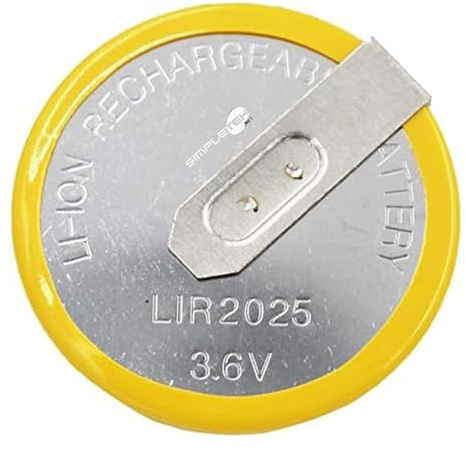 SIMPLETEK - Batterie LIR2025 Knopfzelle 3,6 V Batterie mit Lötanschlüssen 180° abgewinkelte Kontakte kompatibel mit BMW Fernbedienung (1 Stück)