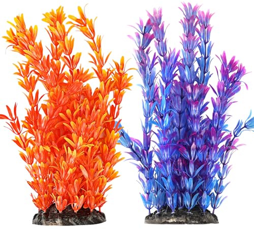 Vivifying Aquarium Artificial Plants, 2 Pcs 9.8inch Tall Plastic Plants for Fish Tanks