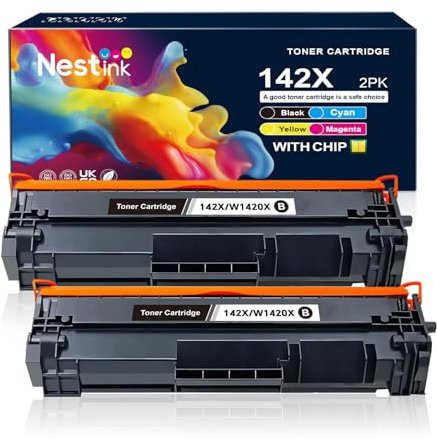 【Mit Chip】Nestink W1420X W142X 2000 Seiten Tonr 142A 1420A kompatibel mit HP Laserjet MFP M140W Tonr laserjet MFP M110W M140 M110 M139 M139W funktioniert nicht mit H P+ Drucker (mit E -Modell)2er-Pack