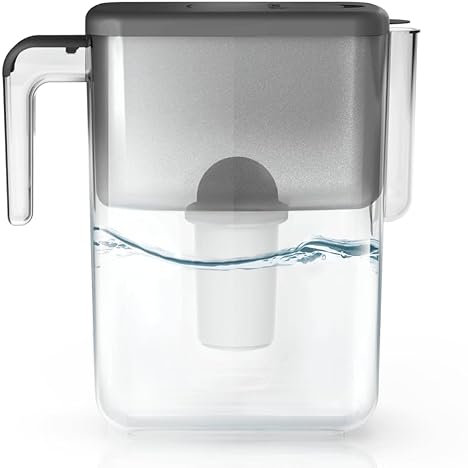 Ecosoft Slim Jarra Filtrante de Agua – Color Grey, Capacidad 3,5 L, Reduce Cloro y Cal, Diseño Compacto para Nevera, Incluye Filtro