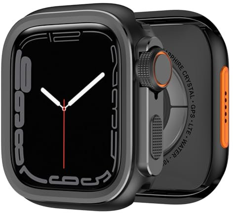 XMUXI Metall Schutzhülle Kompatibel mit Apple Watch 6 44mm case Hard Armor Hülle für Watch SE 3/2 Schutz für iWatch 5/4 Gehäuse (Schwarz,44mm)
