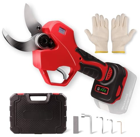 LADAMI Akku-Astschere, Elektrische Gartenschere mit LED-Schnittzähler, 40MM Gartenschere kompatibel mit Makita、Einhell、 Bosch 18V Akku, Bürstenlose Astschere für Bäume und Obstbäume(Ohne Akku)