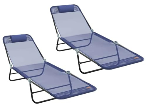 vidaXL Klappbare Sonnenliege 2 pcs Marineblau 182 x 55 x 85,5 cm, Verstellbare Sonnenliege, Moderne Gartenliege, klappbarer Stuhl, tragbarer Ruhesessel, entspannen im Freien