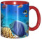 QGGHNISD Tazza da caffè in ceramica con pesci di mare e corallo, 330 ml, adatta per casa, ufficio o come regalo