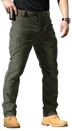 Pantalon tactique pour homme résistant à l'eau - Pantalon cargo multi-poches extensible à séchage rapide - Pantalon de travail cargo de combat