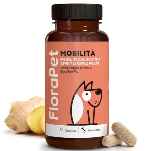 FloraPet Integratore Articolazioni Cane Anziano e Adulto, Formula Vegetale con Artiglio del Diavolo, Boswellia, Curcuma, PEA e Omega 3, Ossa e Mobilità, 60 Compresse Made in Italy