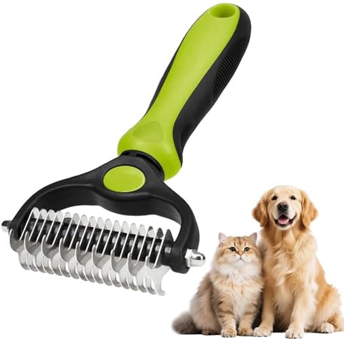 Soodyoow Brosse Double Face 17+9 Dents pour Chien Chat, Râteau Démêloir à Sous-Poil Élimine Nœuds Tapis Poils Mortes, Outil de Toilettage Professionnel pour Poils Longs ou Courts