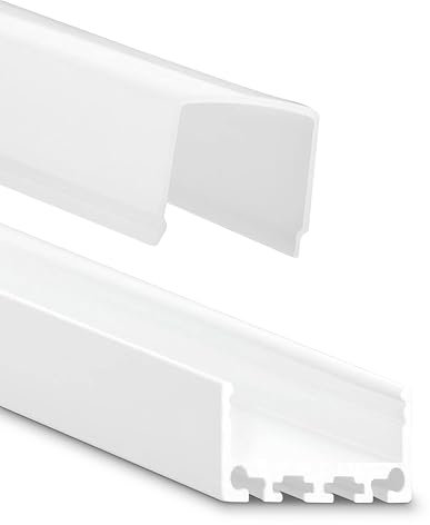 INNOVATE 2m LED Schiene - Aluminium Profil - Aluprofil für LED Stripes/Streifen - LED Kanal - ALU Leiste -2000mm x26mm x12mm ALU Leiste, Alu Profil (Weiß, 17mm eckige Abdeckung - satiniert/opal)