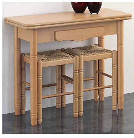 Sueña y Descansa Mesa Cocina Libro en Color Haya 90x40 Extensible 90x80