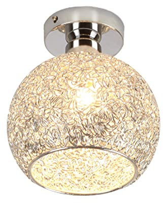 YOXANG Modern Aluminium Deckenleuchte Flur Kreativ Korridor Seitenschiff Dekor Kronleuchter Mini Ball Pendelleuchte Schlafzimmer Balkon Deckenbeleuchtung Ø18CM 1×E27 MAX 40W (Silber)