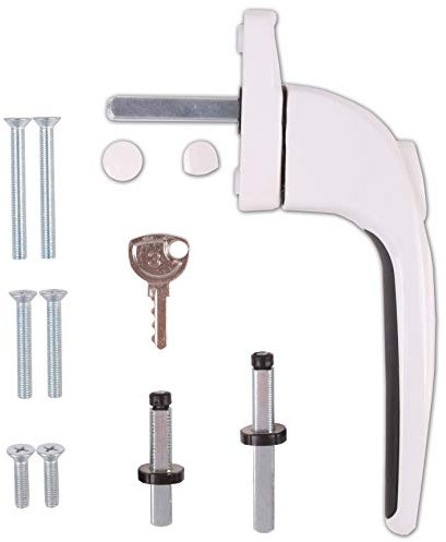 Yale Inline Essentials White uPVC Locking Window Handle with Key - Universal Concealed Espag Replacement