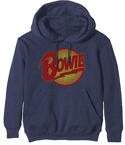 Band Monkey David Bowie Unisex Pullover Hoodie Vintage Diamond Dogs Logo Navy