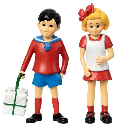 Pippi Langstrumpf Spielzeug Spielfiguren Tommy & Annika, 80 mm – Puppenhaus Zubehör Figuren Mädchen und Jungen ab 3 Jahren