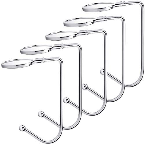 Sunshane 5 Stück Weihnachtsstrumpfhalter Mantel Haken Aufhänger Weihnachten Sicherheit Hängen Grip Strümpfe Clip für Weihnachtsfeier Dekoration, Silber