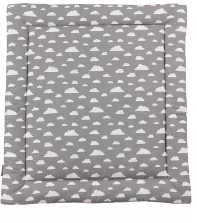Puckdaddy Wickelauflage Clara - 65x75 cm, Wickelunterlage aus 100% Baumwolle nach OEKO-TEX geprüft, mit Wolken Muster in Grau, weiche Wickeltischauflage für Wickelkommoden, waschmaschinengeeignet