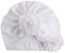 MoreChioce Baby Mütze Neugeborene,Weich Baumwolle Mädchen Turban Kleinkind Kopfbedeckung Strickmütze Elastische Stirnbänder mit Perlen Blume Haarband Beanie Hut Babymütze,Weiß