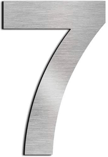 CABLEPELADO Numero 7 de Metal Adhesivo | Acero Inoxidable | Uso en Exterior e Interior | Apto para Paredes, Fachadas, Portales o Puertas | 7.5 cm de Altura