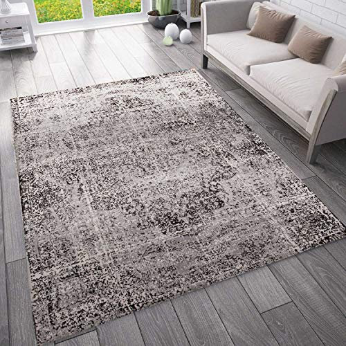 VIMODA Moderner Vintage Look Teppich Orientalisch Meliert, Farbe:Grau, Maße:200x280 cm