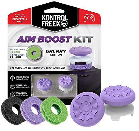 KontrolFreek Aim Boost Kit for Nintendo Switch Pro Controller | Includes Performance Thumbsticks and Precision Rings | Galaxy Edition