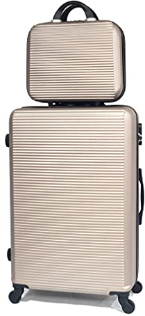 CELIMS Großer Koffer, 90 l, mit Kosmetiktasche, Champagner #59, Grande Avec Vanity