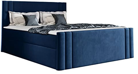 Mirjan24 Boxspringbett mit 2 Bettkästen Harlon, Bett mit Polsterkopfteil und Fußteil, Matratze, Topper, Polsterbett, Doppelbett für Schlafzimmer (120 x 200 cm, Amor Velvet 4314)