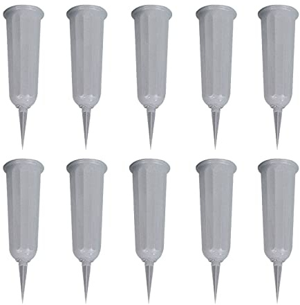 MISNODE Cimitero - Confezione da 10 vasi con picchi, 25 cm, in plastica per cimitero, vaso per fiori e fiori