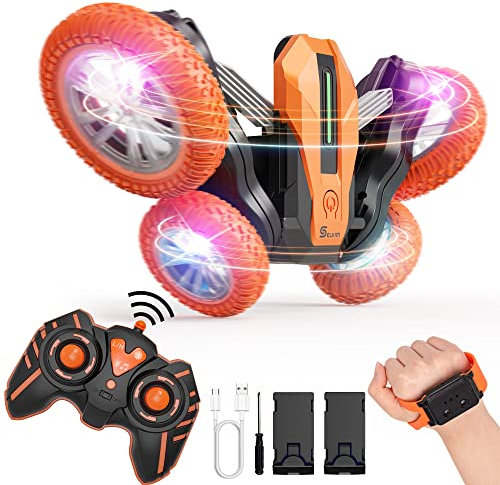 Macchina Telecomandata Selvim, Rc Stunt Car Acrobatica a Rotazione 360°,Dotato Di Doppia Modalità Di Controllo Da Telecomando e a Gesto, Compreso 2 Batterie Modulari Per Offrire Una Massima Sicurezza.
