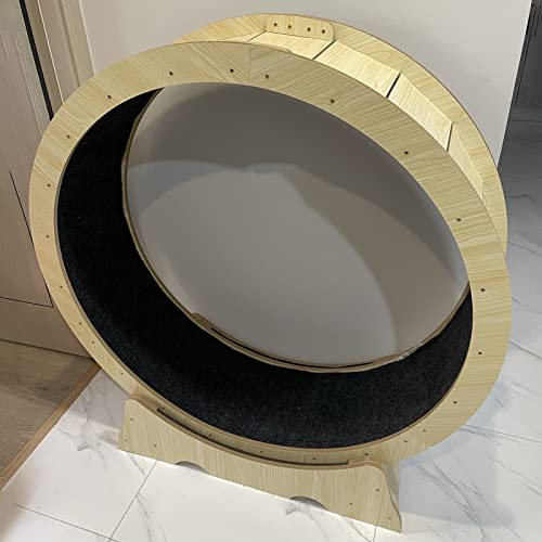 Katzenlaufrad Holzlaufrad für Katzen 80/90/100cm, Große Indoor-Katzen-Laufband Laufräder mit Bremse, Kleine Lücke & Leise Riemenscheibe Katzenräder für Kätzchen ( Size : L-Inner Diameter 100cm(39 3/8