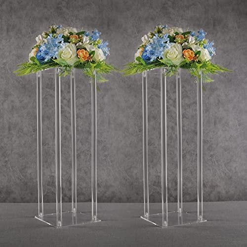 YALLOVE Set di 2,60 cm di altezza in acrilico con base trasparente per matrimoni, eventi, feste, vasi trasparenti, decorazioni per la casa