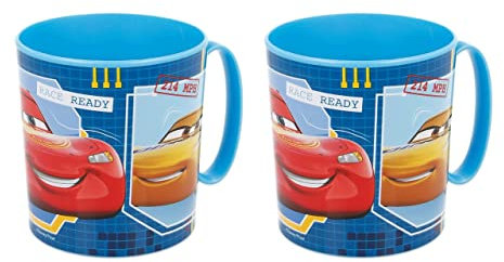 ALMACENESADAN, 4856, Confezione ritorno a scuola Disney Cars; composta da 2 tazze microonde 350 ml, prodotti riutilizzabili, senza BPA