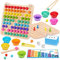 Japace Montessori Spielzeug ab 3 4 5 Jahre, Holz Clip Perlen Brettspiel Kinder Feinmotorik Sortier Spiel, Holzspielzeug Multiplikationsbrett Mathe Lern Spiele ab 3 4 5 6 7 Jahre