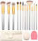 ZOCONE Pinselset Makeup 12 Stück Professionelles Make Up Pinsel Set,1 Reinigungsei, 1 Make Up Schwamm, Für Fontation Concealer, Lidschatten Rouge, Blush Palette, Puder, Mit Beige Ledertasche