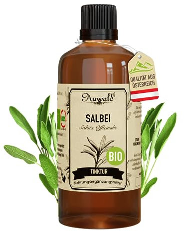 NEU! Auwald Salbei Tropfen BIO – Hochwertiger Auszug, Extrakt, Essenz & Tinktur – 100% BIO Landwirtschaft, Frei von künstlichen Zusätzen und Farbstoffen, Hergestellt in Österreich – 100ml