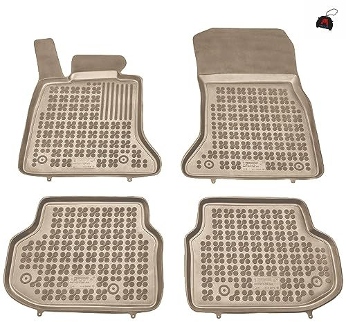 M MOTOS Beige Gummimatten Auto Fussmatte passt für BMW 5er F10 2010-2013 Verbessern Sie Ihren Reisekomfort mit Antirutschmatte Auto - Allwetter fußmatten Auto, Schutz vor Verschmutzung