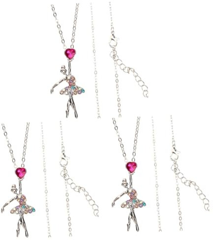 Gadpiparty 3pcs Ballet Necklace Nutcracker Ballet Color Ballet Dancer Necklace Dancer Dancer Pendant Necklace Charm Necklace Prom Jewlery Heart Necklace Girl Delicate Alloy Accessories