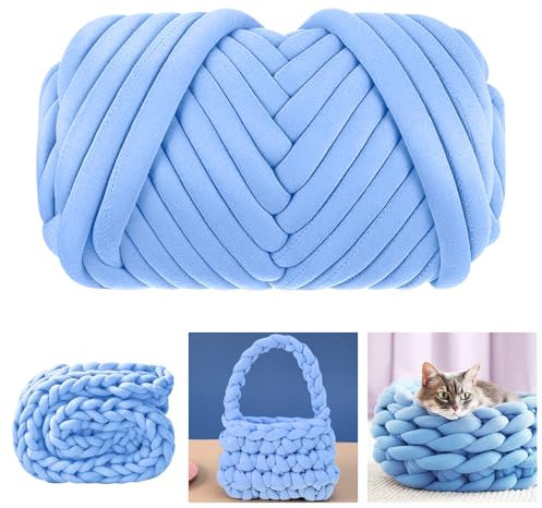 MeYuxg Filato Grosso Blu, 25M Lana Grossa Super Morbida Lavabile, Braccio Uncinetto Infeltrimento & Fai Da Te Filato Gigante, Chunky Yarn per Fare Divani Coperte & Coperta (500g)