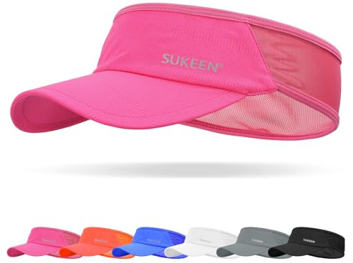 Sukeen Sonnenblende-Hut, UPF 50+ UV-Sonnenschutz-Sonnenblende für Damen, Laufmütze, Golfmütze für Herren, kühlendes elastisches Visier, Sport-Schirmmütze für Tennis, Radfahren, Rosenrot