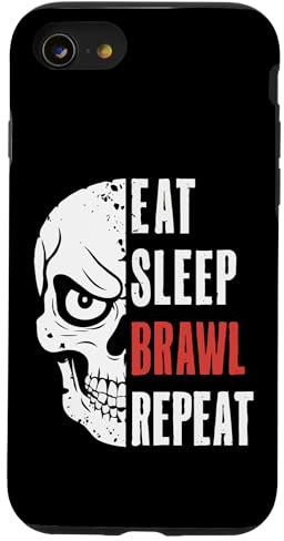 Hülle für iPhone SE (2020) / 7 / 8 Eat Sleep Brawl Wiederhole lustige Videospieler-Spiele