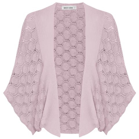 Cardigan Chauve-Souris Court évidé, boléro, Veste boléro Rose-Violet XL